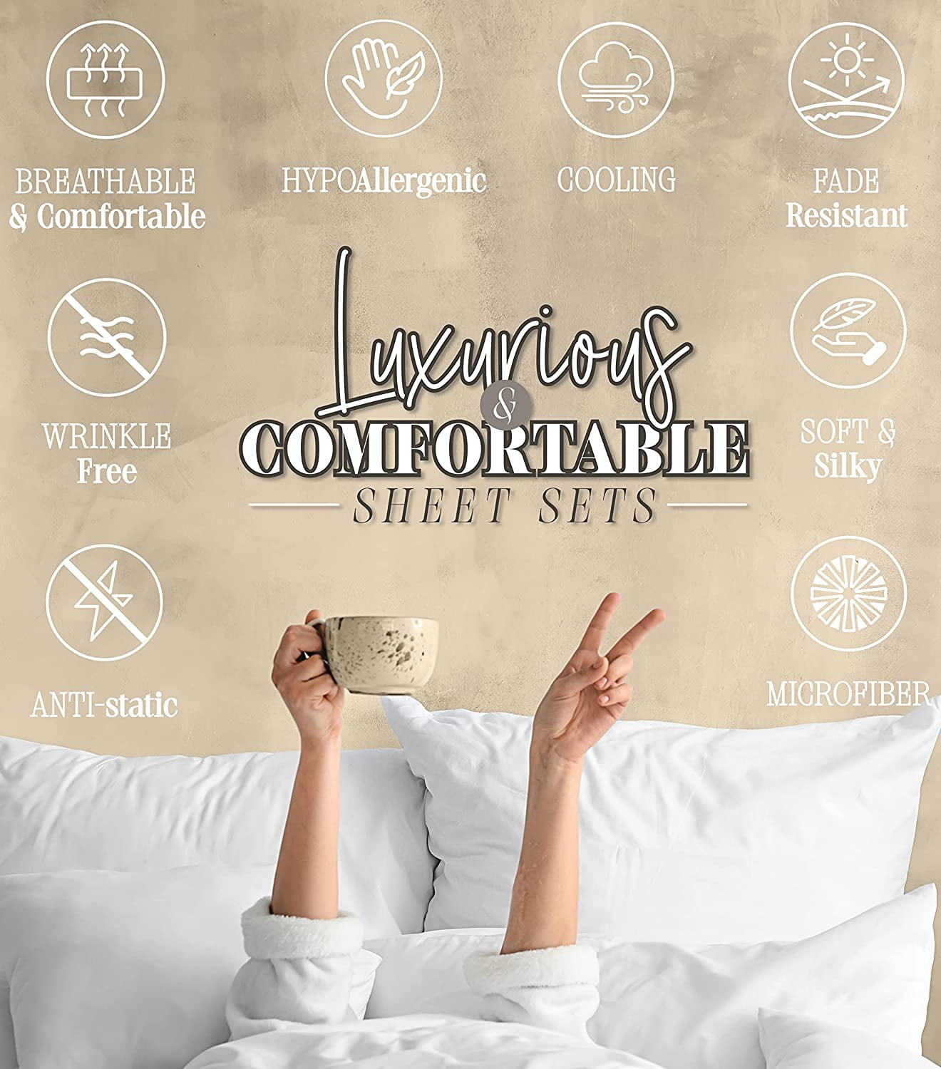 Elegant Comfort 6 Piece Bed Sheets Polyester Queen Green 1500 Thread Count