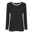thumbnail image 6 of Annhoo Womens Long Sleeve Tops Fall Elegant Lace Trim Round Neck Blouses Trendy Comfy Going out Vacation Shirts, 6 of 7