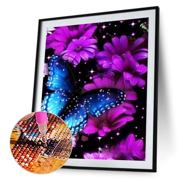 Kit de pintura de diamante 5D DIY mariposa azul taladro redondo completo mosaico cuadros de pared Likrtyny decoración de arte
