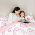 thumbnail image 4 of jejeloiu Cute Bowknot Bow Full Size Comforter Sets,Cartoon Halloween Ghost Bedding Comforter Set,Pink White Ombre Bedding Sets For Girls,Super Cozy Bedroom Decor Reversible,3-Piece, 4 of 7
