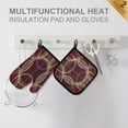 thumbnail image 4 of Yayeee Oven Mitts and Pot Holder Set of 2 Heat Resistant Kitchen Gloves Baking Hot Pad, Gold Abstract Pattern, 4 of 5