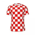 thumbnail image 4 of Sports T-Shirt For Men Croatian Checkerboard T Shirts Harajuku Red White Square Summer Tee, 4 of 4