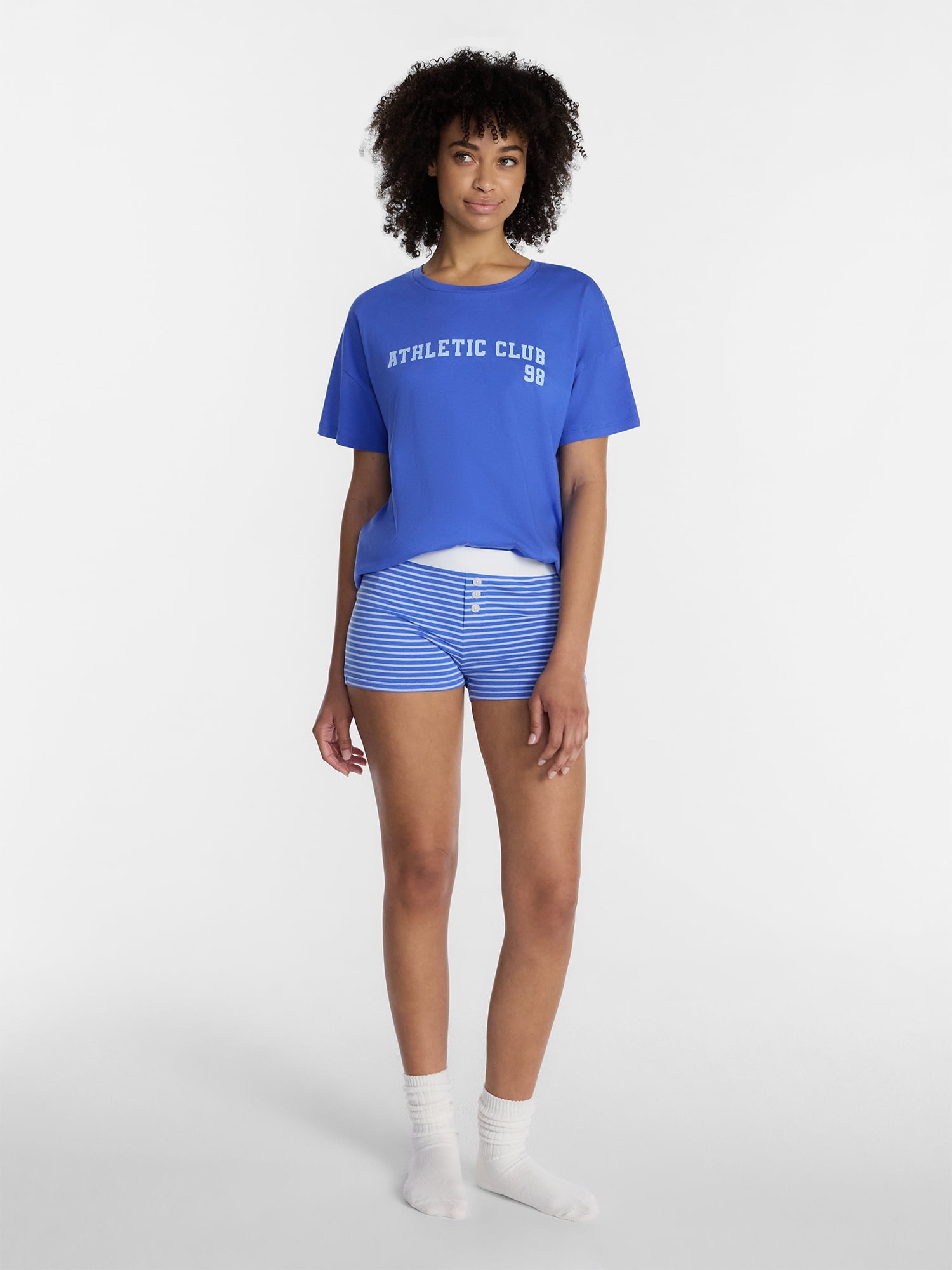 No Boundaries Sleepwear Oversized Graphic Cotton Tee, Women’s and Women’s Plus XXS-3X