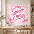thumbnail image 5 of Sweet Energy Script Text with Decorative Elements, Dreamy Watercolor for Teen Girls, Feminine Bow Wall Art, Birthday Gift Tapestry Wall Hanging for Bedroom and Dorm, 5 of 7