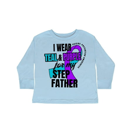 

Inktastic Suicide Prevention I Wear Teal and Purple for My Step Father Gift Toddler Boy or Toddler Girl Long Sleeve T-Shirt