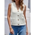 thumbnail image 4 of Women's V Neck Button Up Sleeveless Vest Sweater Knitted Casual Cardigan with Pockets, 4 of 6