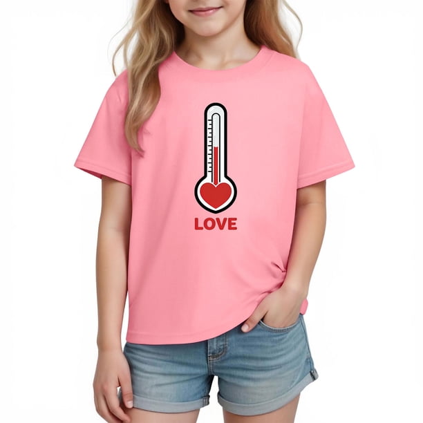 Blusas y camisas de manga corta con cuello redondo para niños y niñas, camisetas gráficas de manga corta, blusas con estampados bonitos para la temporada escolar.