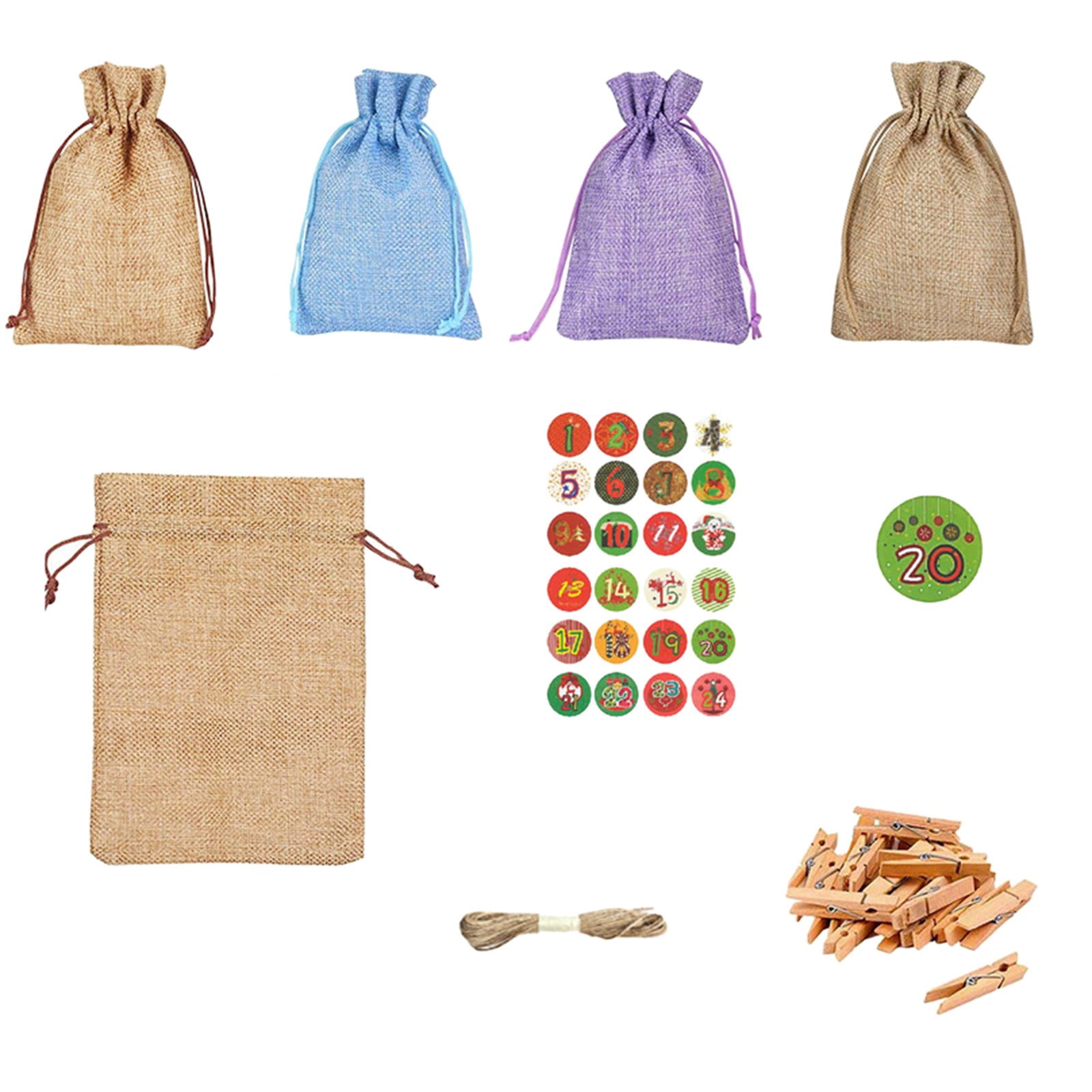WANYNG Calendar Bundle Christmas Advent Cotton Candy Gift Pattern 1-24 Bag  Calendar Linen Bag Home Decor Candy packaging Multicolor - Walmart.com