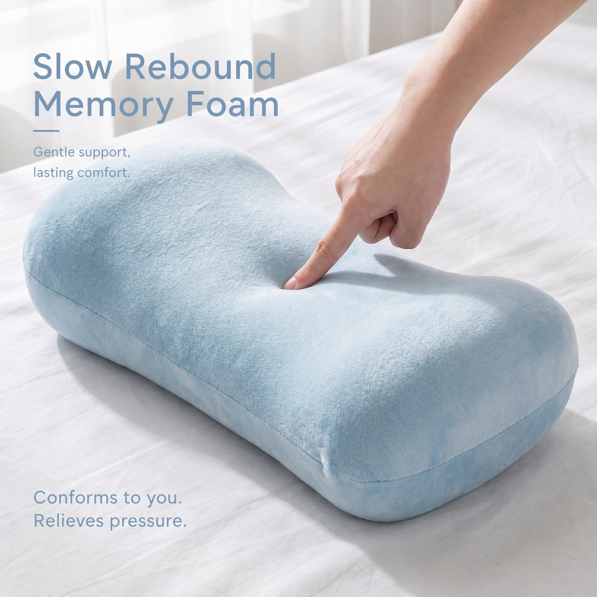Unique Bargains Neck Pillow Sponge Cervical Support for Sleeping Blue B 16.5"x7.9"x4.3"