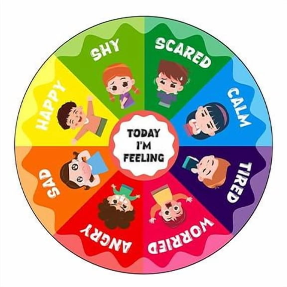 Wheel of Feelings and Emotions Round Rug, Mental Health Educational Rug for Classroom, Calming Rugs, Emotions Feeling, Carpet ABC for Kids Therapist Back to School Gifts
