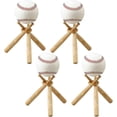 thumbnail image 1 of Soporte de exhibición de béisbol TANGJMXG Juego de 4 mini bates de 150 x 14 mm y 1 anillo de madera, 1 of 3