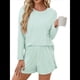 thumbnail image 1 of Conjuntos de Pijama para Mujer, Conjuntos de Dos Piezas A Rayas, Top de Larga y Pantalones Cortos con Abertura, Ropa de Dormir Estampada, Pijamas Cómodos. Verde L, 1 of 9