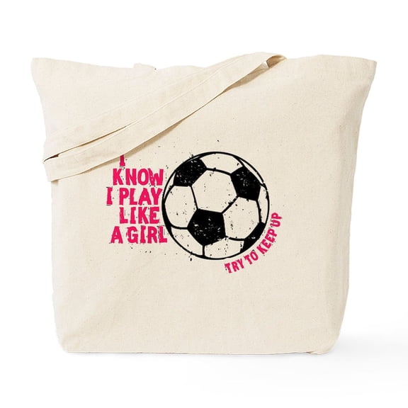 CafePress - I Know I Play Like A Girl Tote Bag - Unisex Canvas Tote Bag, Beige, 1-Piece