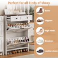thumbnail image 6 of Ataucjin Shoe Storage Cabinet With 2 Flip Drawers & 2 Drawers,Farmhouse Slim Shoe Cabinet With Legs,Freestanding Narrow Shoe Rack Cabinet For Entryway Hallway Hidden Shoes, 6 of 7