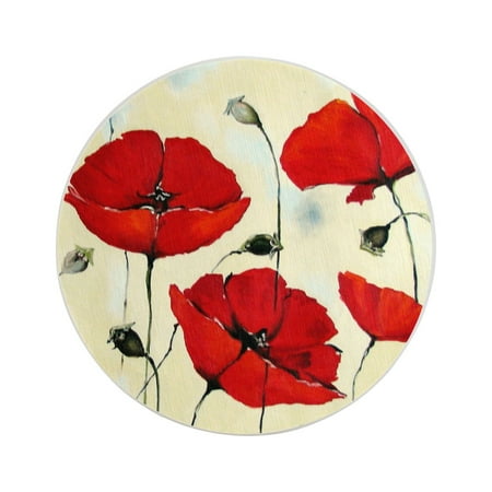 

Circular Drink Coasters Set Red Poppy Oil Painting Beautiful Home Decor Diatomite Heat-Resistant Diatomite Protect Table Countertop