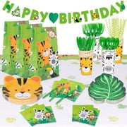 Decorlife Disposable Party Supply Sets with Plates Napkins, Multicolor