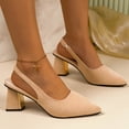 thumbnail image 5 of Miluxas Women's Slingback Heels Pointed Toe Work Pumps Comfortable Chunky Pumps Closed Toe Stylish Dressy Shoes Beige 7.5(40), 5 of 9