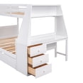 thumbnail image 7 of Twin over Full Bunk Bed with Trundle, Wood Triple Beds Frame with Built-in Desk, 3 Drawers and Open Storage Shelf, for Kids Teens Boys Girls, White, 7 of 7