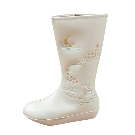 

Ki-8Jcud Womens Snow Boots Wide Width Women Boots Fashion Boots Inner High Heel Old Cloth Shoes National Style Bare Embroidered Boots Flat Boots Mid Calf Boots Women Mid Calf Womens Leather Boots Mi