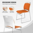 thumbnail image 6 of VINGLI Stackable Chairs Set of 4, Stacking Office Chairs with Metal Sled Base, Ergonomic Plastic Padded Seat & Back, Capacity 350lbs, Stacking Chairs for Waiting Room Break Room Banquet Guest, Orange, 6 of 7