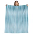 thumbnail image 2 of Teal Blue Fleece Throw Blanket for Couch, Modern Abstract Art Ombre Striped Microfiber Flannel Blanket for All Season, Lightweight Soft Throw Blankets for Gifts, Home Decor, 32"x47", 2 of 9