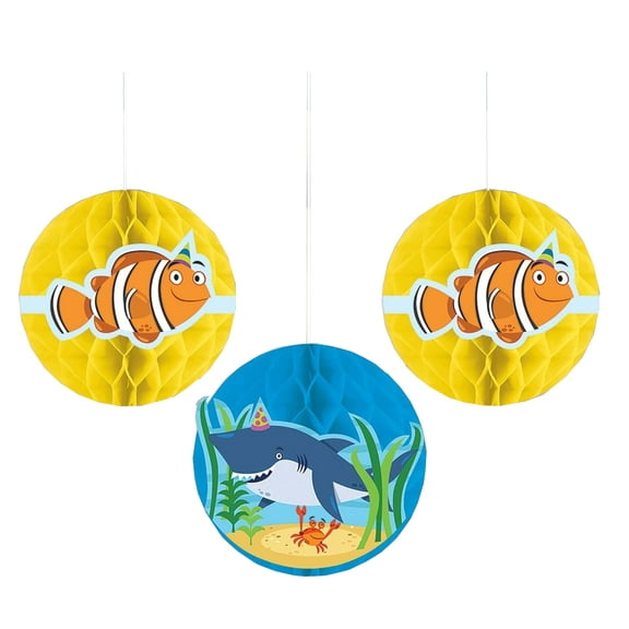 Amscan Ocean Buddies Honeycomb Hanging Party Decorations, 3 Count