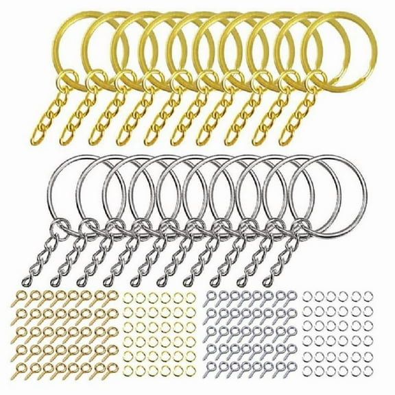220 Pcs Golden Silver Keychain Rings Set for Resin DIY Crafts Jump Rings Set