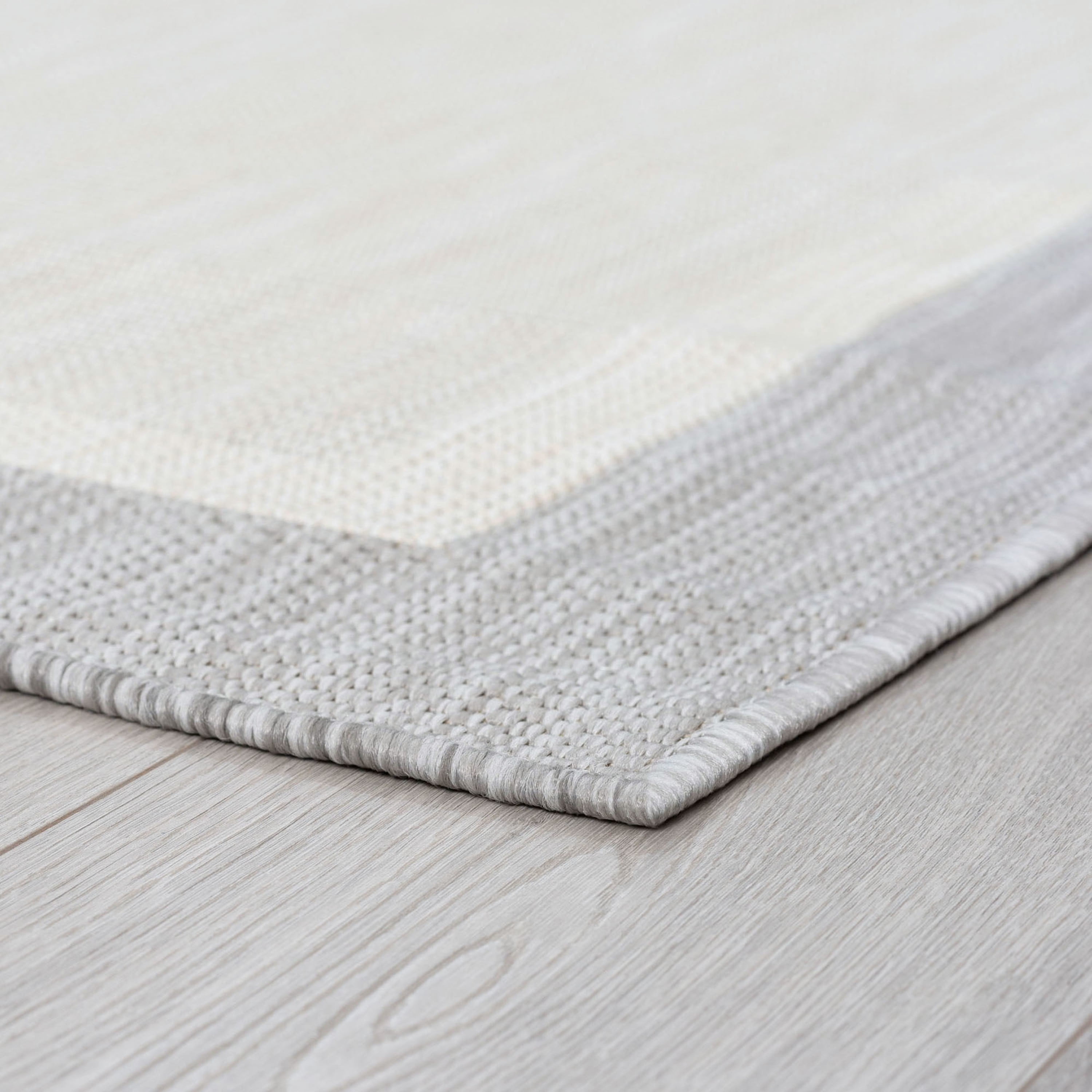 Bliss Rugs Solid Border Indoor Outdoor Rug Water Resistant Runner Rug for Patio, Hallway, Entryway, Deck, Gray ,2' x 8'