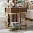 thumbnail image 2 of Leick Home Favorite Finds Nightstand with Top AC/USB Charging in Walnut Brown, 2 of 9