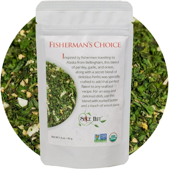 The Spice Hut - Fisherman's Choice Seafood Seasoning - Organic, Salt-Free Seasoning - Savory Gourmet Spice Mix for Seafood - 1.4oz Resealable Pouch