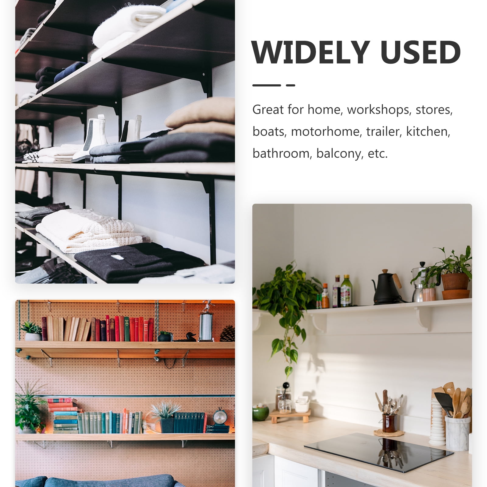 Raindrops 4 Sets Metal Triangle Floating Shelf Brackets Wall Mounted Hangers Support for Wood Shelves and Easy to Install