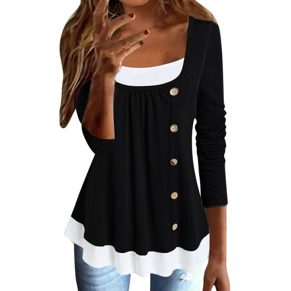 Vedolay Womens Tops Casual Boho Floral Tunic Tops for Womens Black,M