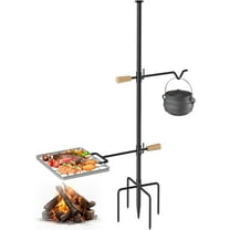 Grill Grate with Swivel Handle,  Cooking Equipment - Fire Pit Grill Grate with Heavy Duty Steel, For Outdoor BBQ Camping and Cooking, Black