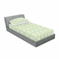 thumbnail image 3 of Ambesonne Floral Fitted Sheet & Pillow Sham Set, Symmetrical Geometric, Queen, Pistachio Green White, 3 of 3