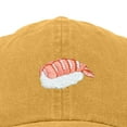 thumbnail image 2 of Dalix Shrimp Nigiri Embroidered Sushi Cotton Dad Hat Baseball Cap Adjustable Womens in Washed Gold, 2 of 5