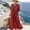 *Red, variant on ClodeEU Women's V Neck Short Sleeve Twist Front Linen Blend Midi Dress,Casual A-Line Flare Sundress Red,Women's Plus L