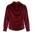 thumbnail image 2 of Kukoosong Shirts for Men Business Dressy Mens Solid Color Silk Satin Shirt Casual Pleats Blouse, 2 of 6