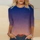thumbnail image 2 of KIHOUT - Camisetas de manga larga para mujer, estilo playero holgado, estilo informal, con mangas 3/4, estampado de moda, cuello redondo, 2 of 5