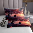 thumbnail image 3 of YST Japanese Samurai King Quilt Set Chic Cherry Blossoms Coverlet Set, Natural Sunset Bedding Set Mountain Tree Reed Marsh Bedspread Set, Asian Oriental Eastern Bed Quilt, 3 of 5