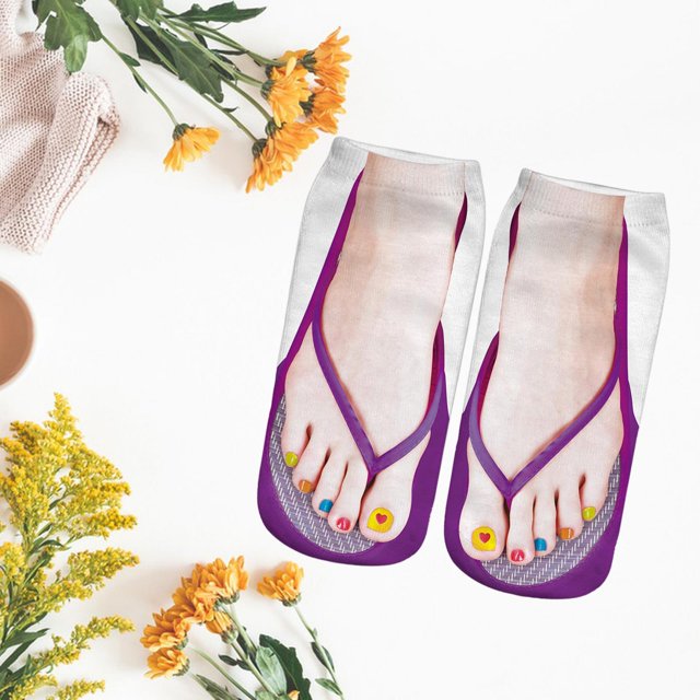 Calcetines con estampado de manicura, calcetines divertidos, novedad, calcetines casuales para niñas, calcetines tobilleros, calcetines con patrón 3D estilo B Yinane calcetines estampados