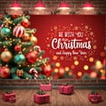thumbnail image 5 of Red Theme Christmas Banner Gold Snowflake Merry Christmas Banner Colorful Ornaments Candy Cane Design Holiday Banner for Christmas Party New Year Celebration Indoor Decoration, 5 of 7