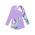 thumbnail image 5 of YEAHDOR Girls Long Sleeve Gymnastics Jumpsuit Colorful Prints Biketard Dancewear Lavender 4, 5 of 6