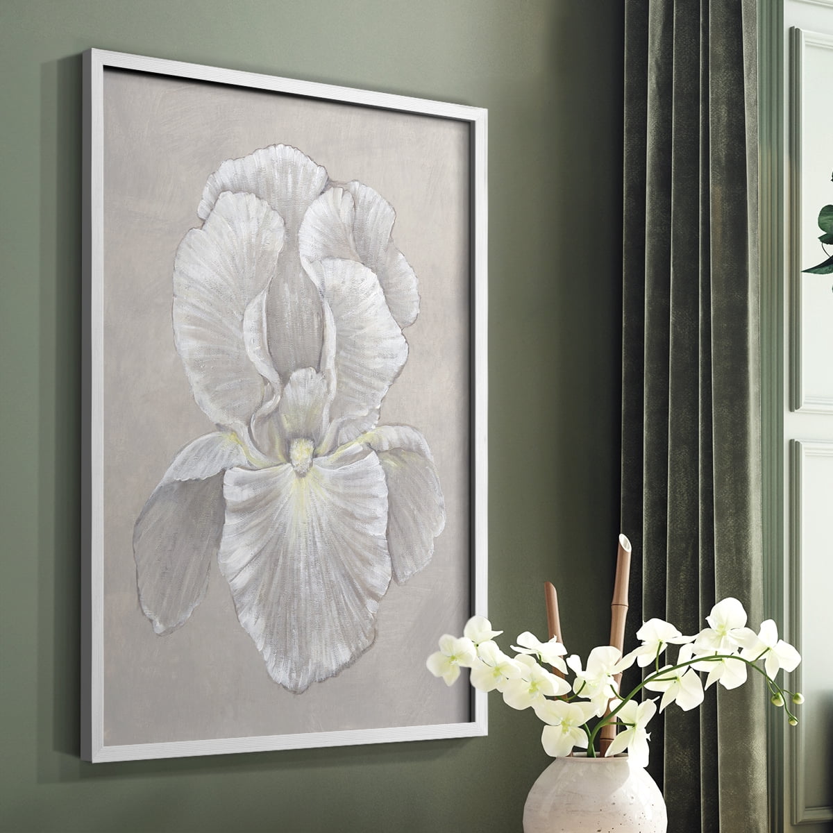 White Iris II Framed Print in White Solid Wood 8 x 10 Framed Print