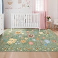 thumbnail image 2 of Senfot 8x10 Area Rugs,Kitchen Floral Runner Rugs Runners for Bedroom Hallway, Soft Ultra-Thin Indoor Low Pile Flower Carpet with Non Slip Backing Green, 2 of 7