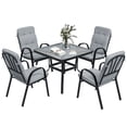 thumbnail image 1 of Outsunny 5 Piece Patio Dining Set w/ Glass Table, Umbrella Hole, Cushions, 1 of 10
