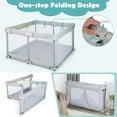 thumbnail image 3 of INFANS Baby Playpen Foldable, 50x50 Large Baby Playard for Toddlers with Gate, Soft Visible Mesh, Indoor Outdoor Kids Activity Center Baby Fence with 4 Handlers 50 Ocean Balls (Gray), 3 of 10