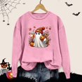 thumbnail image 4 of Tiweut Womens Casual Sweatshirts Vintage Printed Long Sleeve Round Neck Loose Fit Pullover Stylish Everyday Wear Relaxed Fit Tops Pink,L, 4 of 5