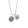 thumbnail image 1 of Delight Jewelry Silvertone Dragon and Phoenix Medallion Silvertone Script Initial Disc - H - Charm Necklace, 20"+3", 1 of 4