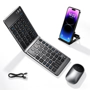 Atzeste Foldable Wireless keyboard and Mouse Combo, Bluetooth Rechargeable Portable Travel Keyboard Wireless Mouse for iOS Android Mac OS Laptop iPad Tablet