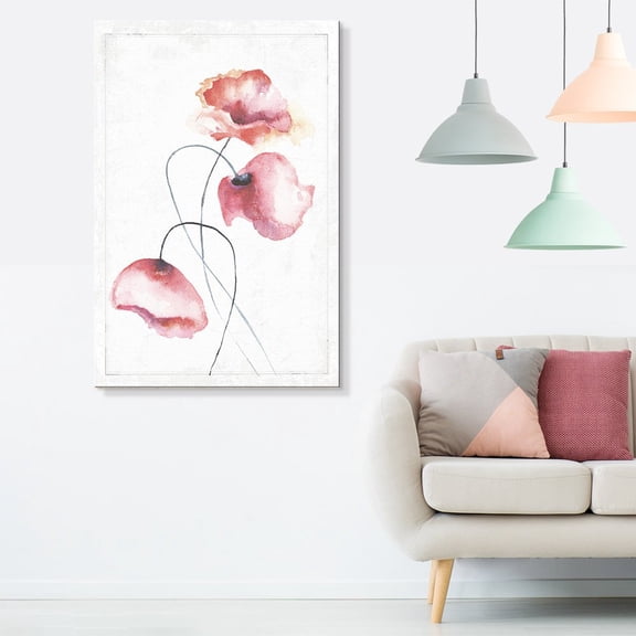 wall26 - Canvas Wall Art - Watercolor Paint Abstract Red Poppy Flower Series Artwork - Giclee Print Gallery Wrap Modern Home Art Ready to Hang - 24x36 inches